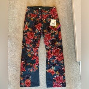 Obermeyer Women’s ski pants - Dark gray with sunset floral  NWT!